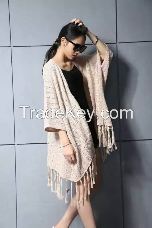 Wholesale Europe/USA style fashion cardigan women sweater with fringes