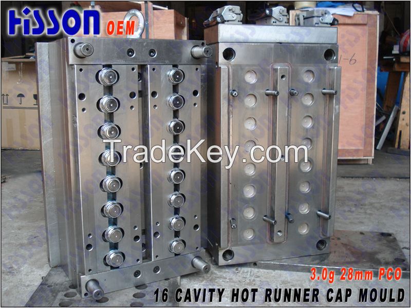 16-Cavity 28PCO Bottle Cap Injeciton Molds Hot Runner