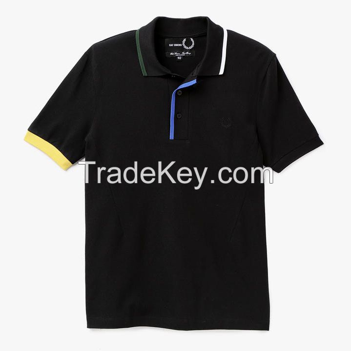 Custom Fashion Cotton Men's Striped Print short Sleeve Polo Shirt