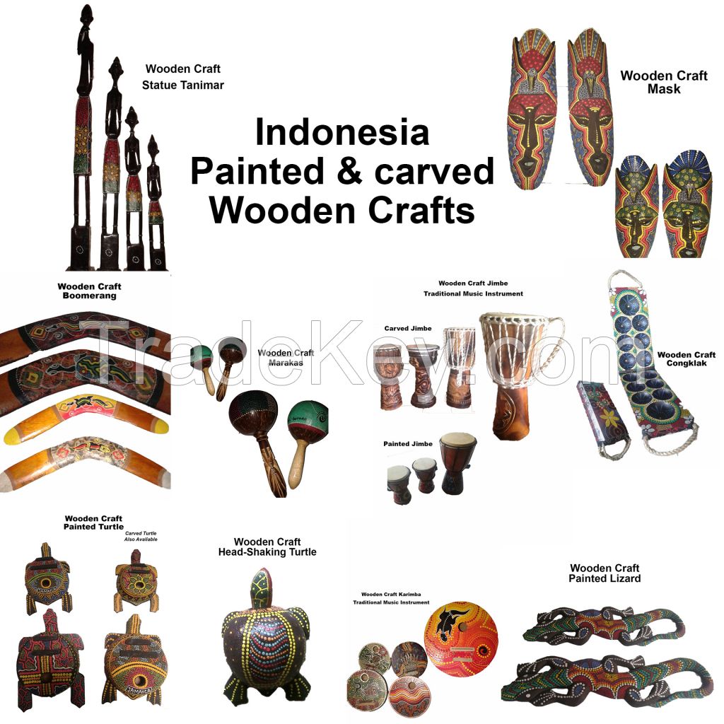 Indonesian Traditional Music Wooden Craft Jimbe