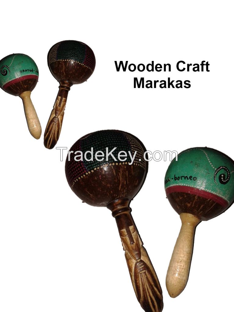 Indonesian Traditional Music Wooden Craft Marakas
