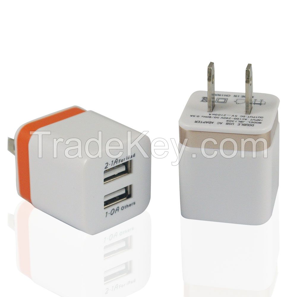 2.1A dual usb wall charger for Iphone 4/5/5s/6