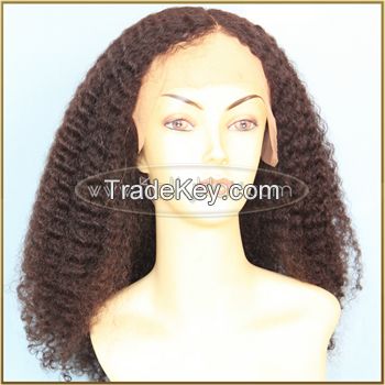 KallyHair Brown Deep Curly Human Hair Full Lace Wigs