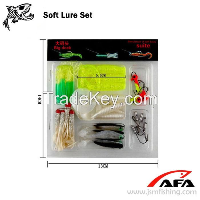 35 Worm Soft Lure Baits Small 10 Lead Head Jig Hook Soft Lure Set Fish