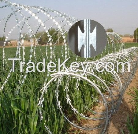 Concertina razor barbed wire cross type (factory)