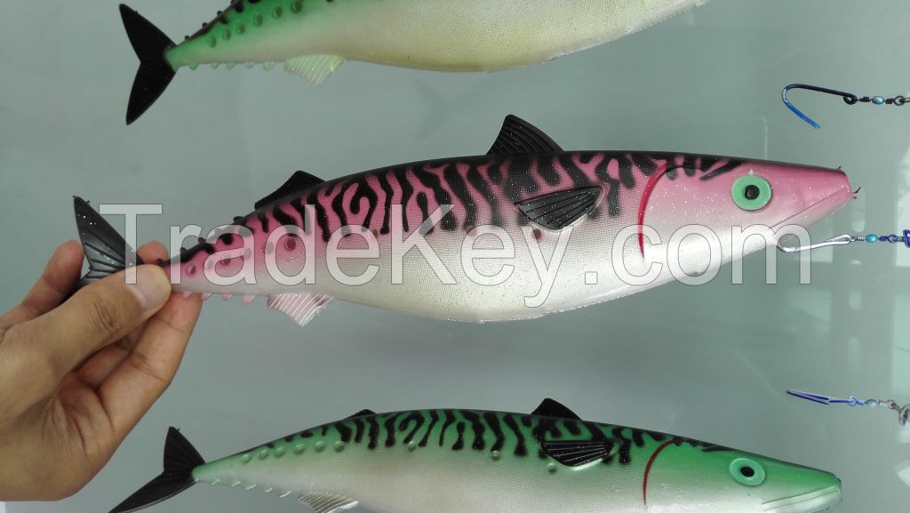 100pcs/lot best selling 30cm soft pvc plastic mackerel swordfish tuna shape sardine Fishing Lures hollow body fishbait