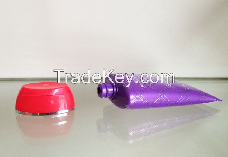 empty flexible plastic tube oval shape with double colors of flip cap 