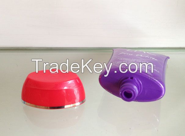 empty flexible plastic tube oval shape with double colors of flip cap