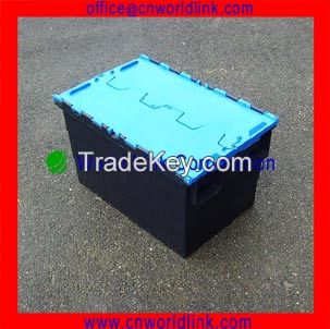 600*400*370mm Attached Lid Plastic Used Container for Sale