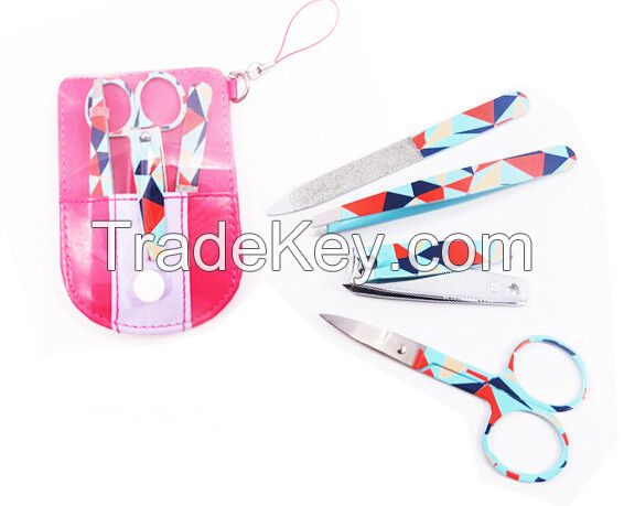 Customized logo Promotional Gift PVC Pouch 4 pcs painting nail care tool kits manicure pedicure set
