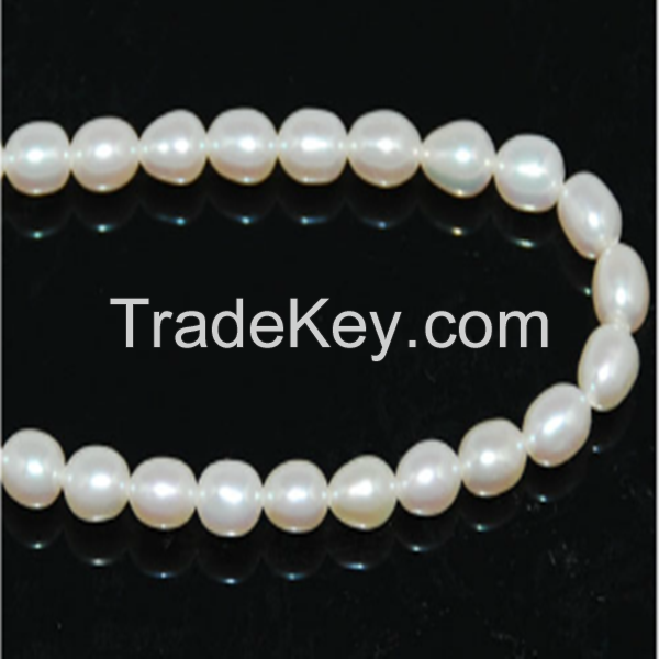 16 inches 5-6mm White Rice Shaped Freshwater Pearls Loose Strand