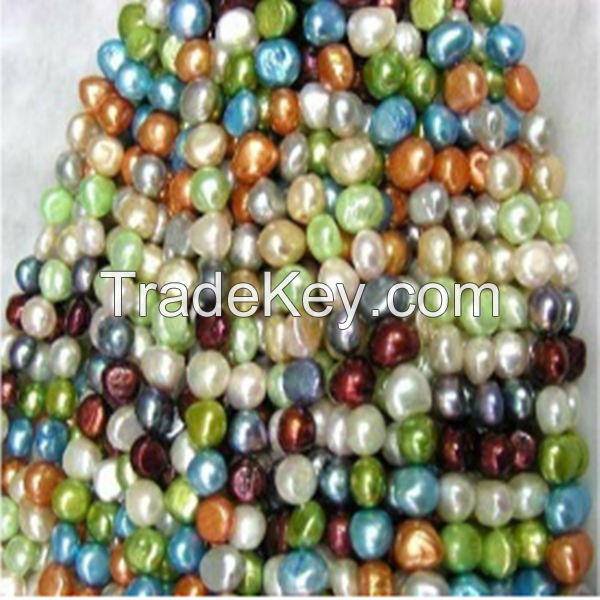16 inches 7-8mm Multicolor Smooth on Both Sides Loose Pearls Strand
