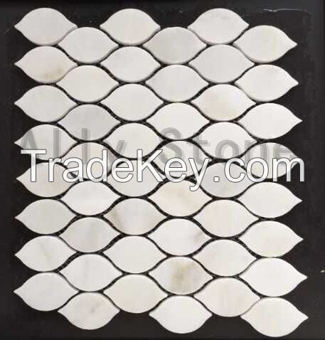 lantern shape wooden white, carrara white, wooden grey mosaic, polish, h