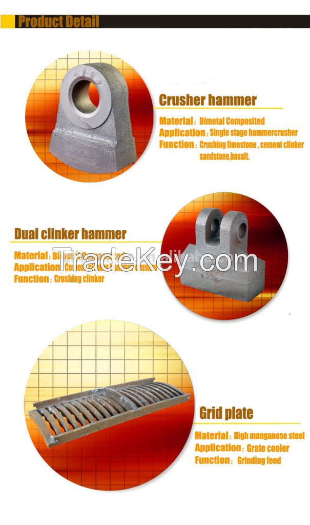china supplier crusher machine manganese/chrome/bimetal crusher hammer head