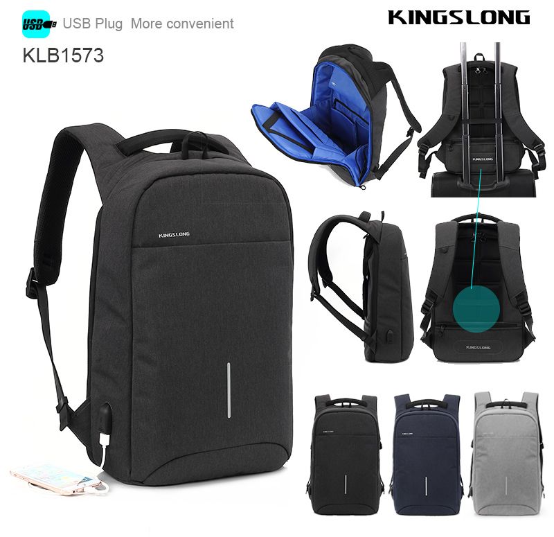 Cheaper Anti-theft Backpack Water Repellent Material USB Port Charger 