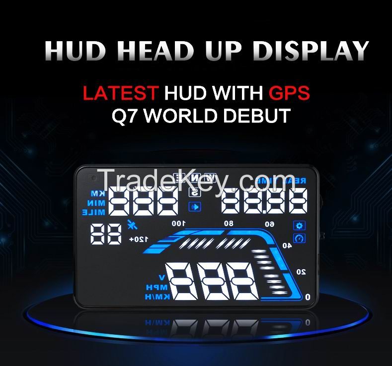 2015 New 5.5 Inch Q7 HUD with Multi Color Car HUD Head Up Display Universal Overspeed Warning OBD2