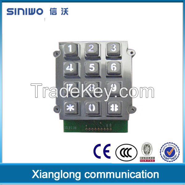 Rugged zinc alloy metal numeric access control digital keypad matrix 12 keys numeric keypad