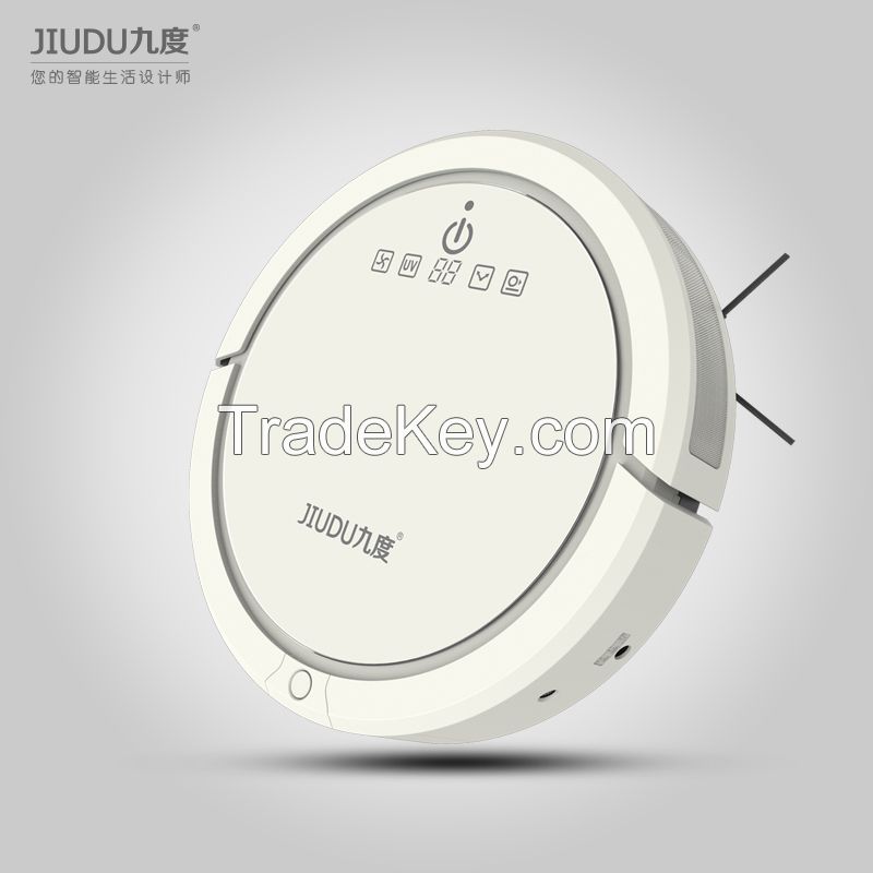 Ultrasonic robot vacuum cleaner, with sweeping, suction, dry/damp mopping, scheduling, self-recharging