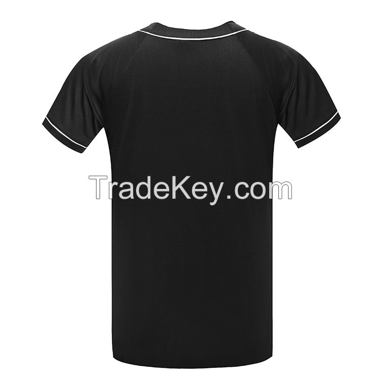 Wholesale DIY Cheap Online Shopping Men's Button Down Blank Black Baseball Jersey