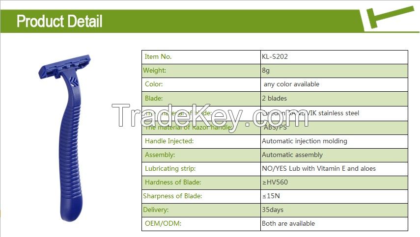 Popular male plastic disposable razor KL-S202