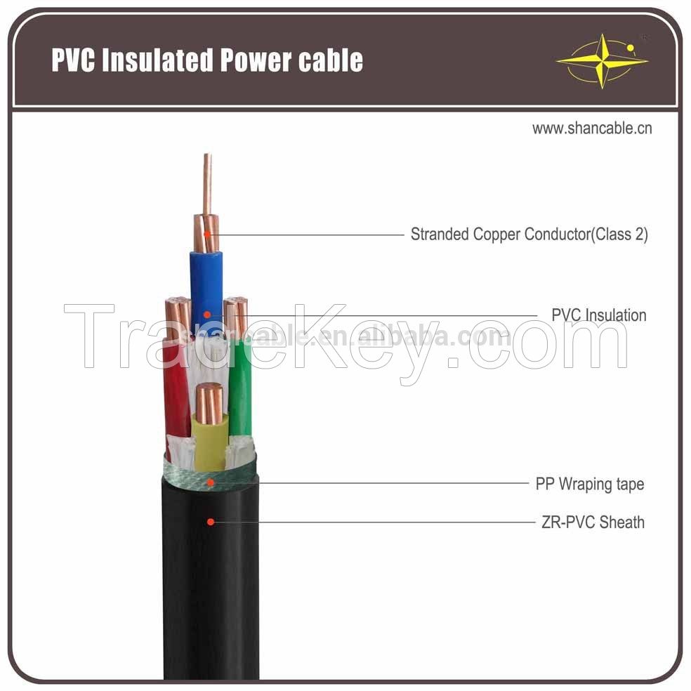 Power cable PVC insulated PVC sheath flame retardant cable ZR- VV 4*2.5mm2