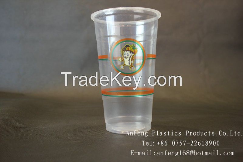 700mLDisposable custom logo printed bubble tea cup/Disposable plastic cup