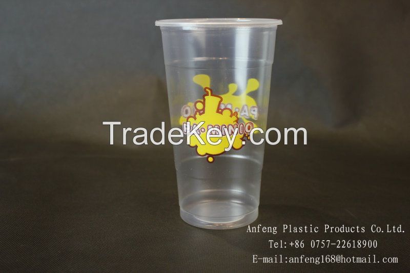 700mLDisposable custom logo printed bubble tea cup/Disposable plastic cup