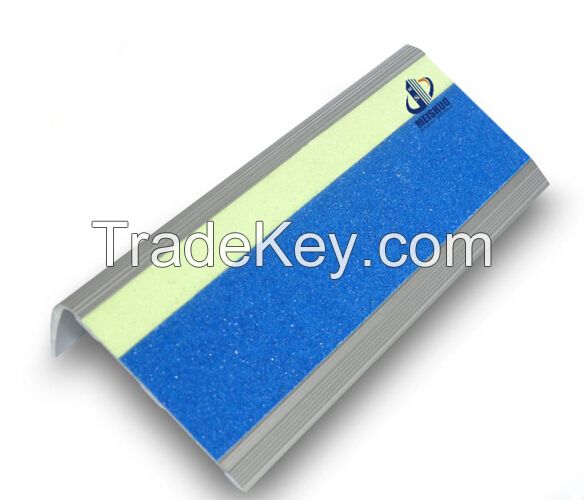 Glow in the dark removable carborundum tape anti-skid metal base stair nosing for tile