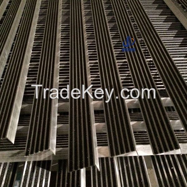 Hotel modern decoration anti-skid carborundum strips aluminium stair profiles