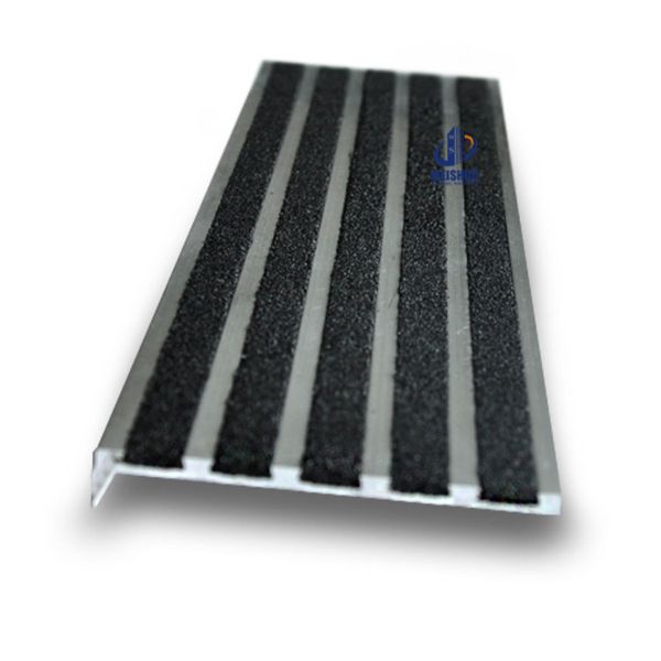 what is a stair nose made of Carborundum strips and aluminum base