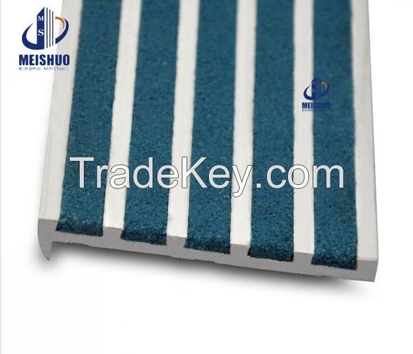 Timber floor decoration square aluminum base noslip carborundum stair edging