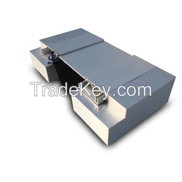 Commercial architectural exterior aluminum recessed expansion joints in drywall