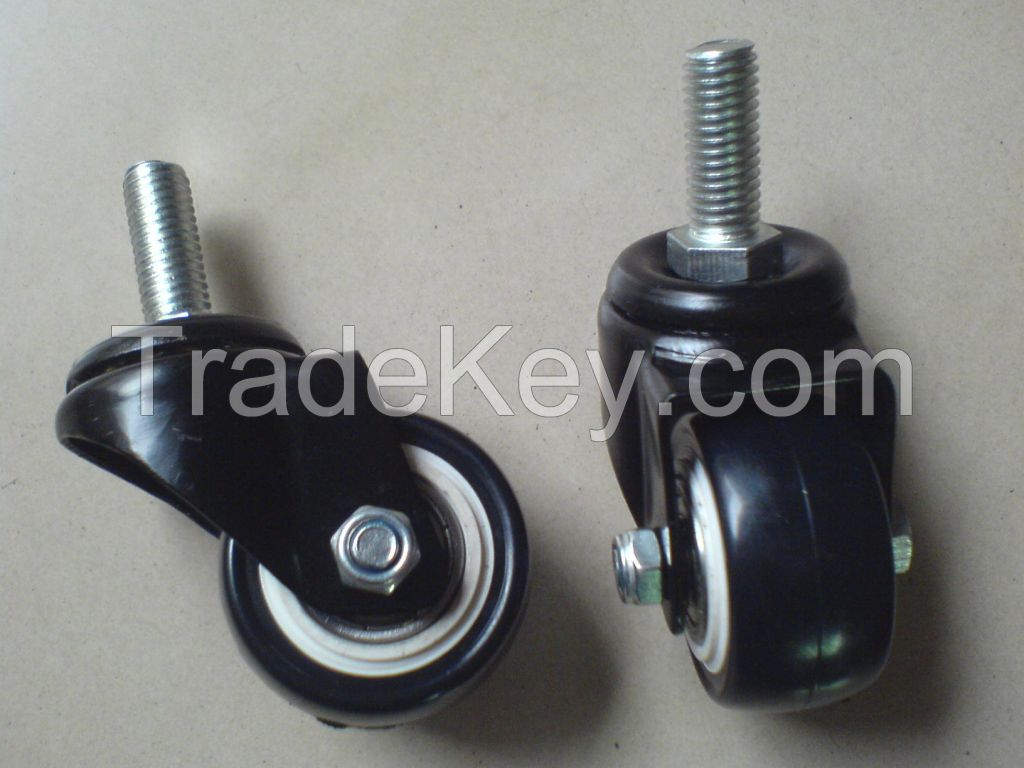 2-inch PVC / PU screw Wheels, Diamond flat double bearing double brake caster