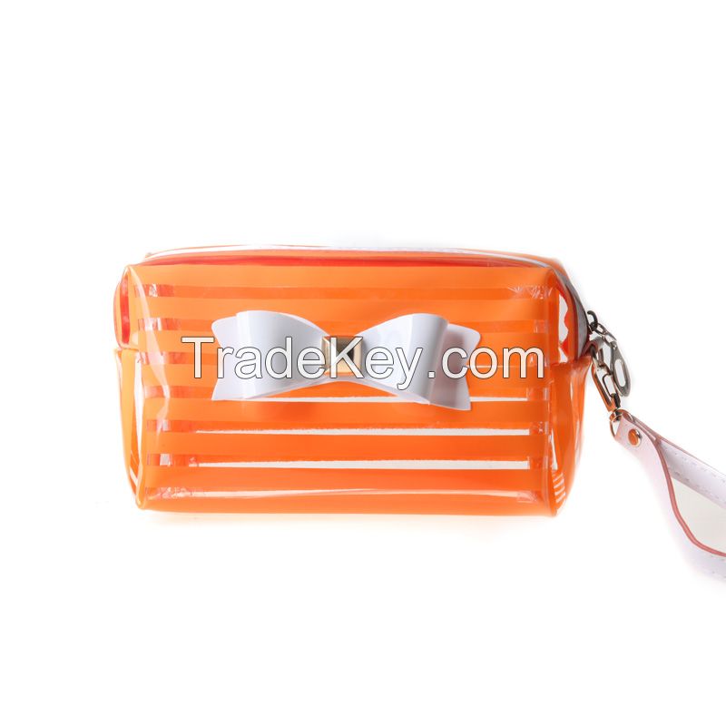 Fashion transparent PVC hand carry female cosmetic bag