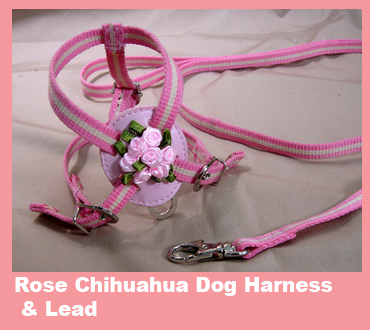 Pink Rose Dog Harness and Leash