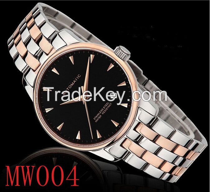 Fashionable professional set date automatic watch ,simple mechanical watch ,mechanical stainless steel watch case