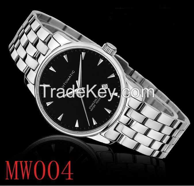 Fashionable professional set date automatic watch ,simple mechanical watch ,mechanical stainless steel watch case