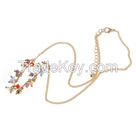 Fashion necklace with colorful bead/pearl made of glass/iron/alloy, OEM orders are welcome