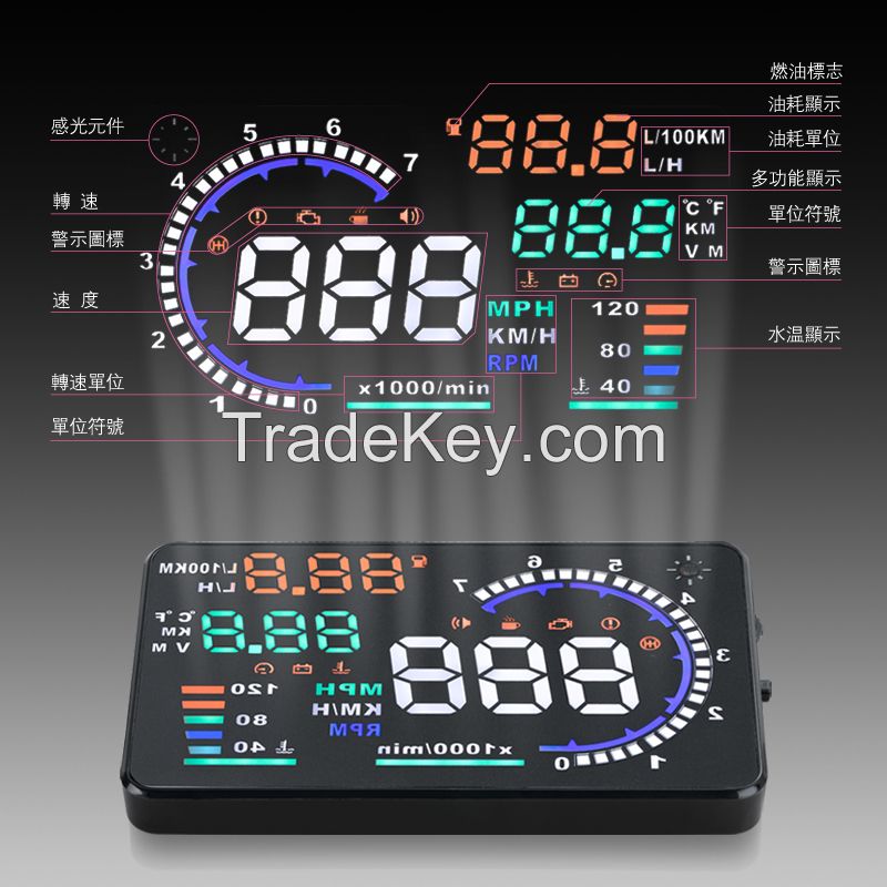 2015 OEM New 5.5 Inch A8 HUD with Multi Color Car HUD Display Universal Overspeed Warning OBD2 hud display speedometer