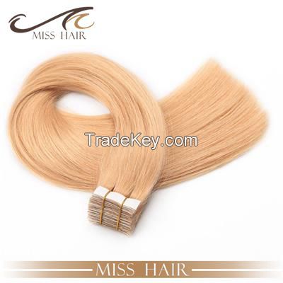 Human remy tape in hair extension