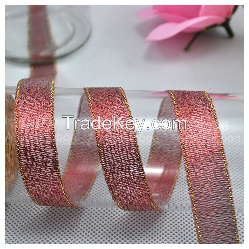 CD017-Polyester Red Metallic Ribbon