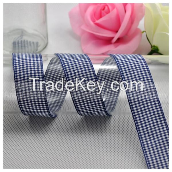 Decorative Check Ribbon Blue