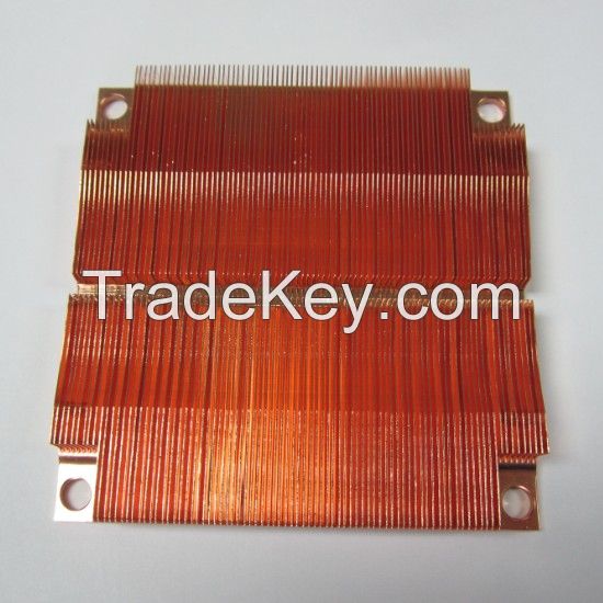 C1100 Skiving Fins Heat Sink with Flat Smooth Bottom surface and good heat dissipation