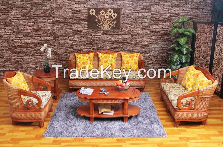 Classic Wicker Rattan Living Room Furniture Sets Table
