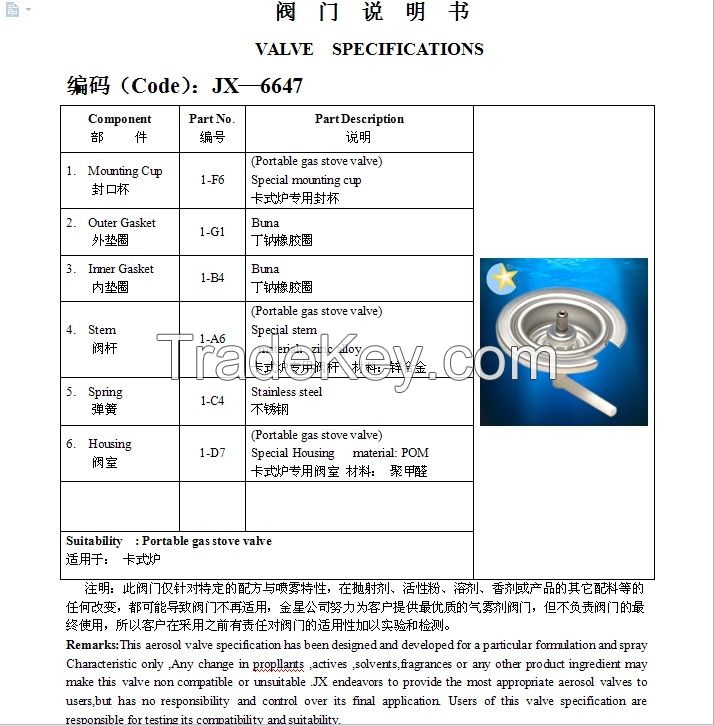 portable gas stove spray valve