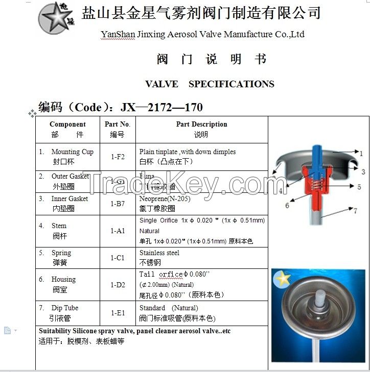 Shaving foam spray valves / foam cleaner valves / one inch aerosol val