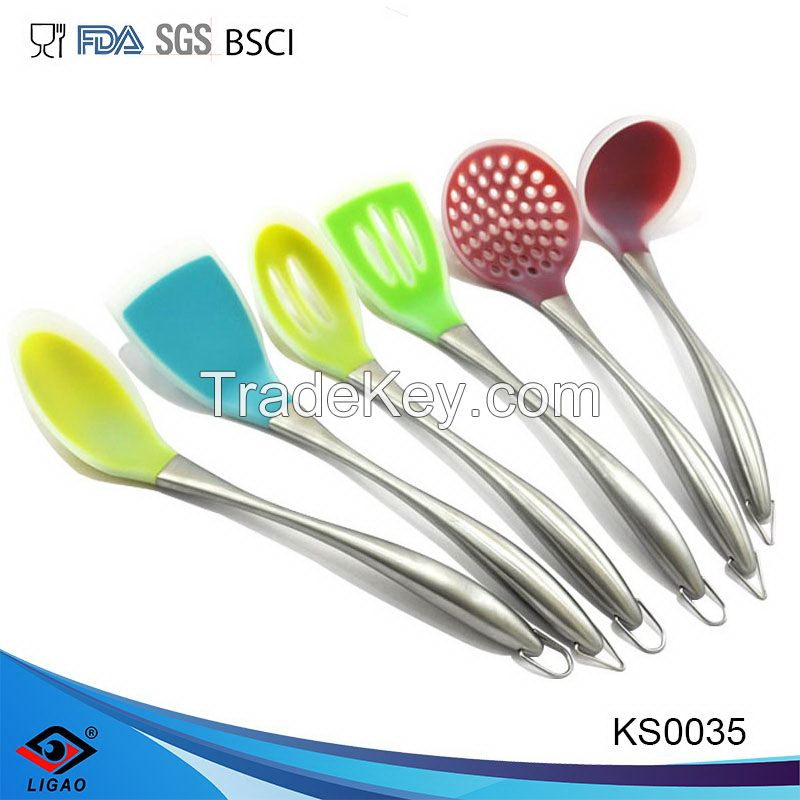 5pcs popular silicone tool set with stainless steel handle