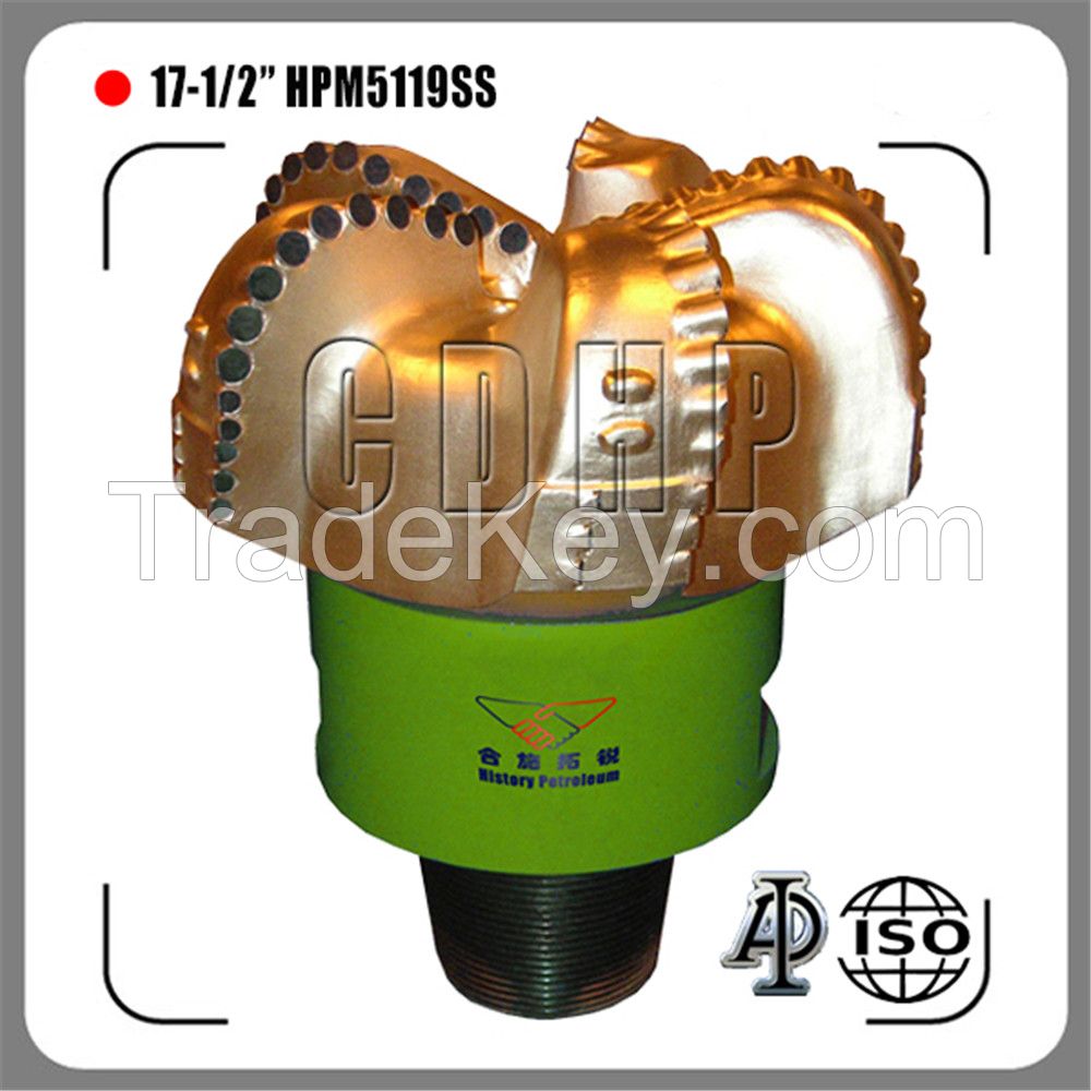 17 1/2" good quality pdc drill bit for deep well drilling with strong aggressiveness