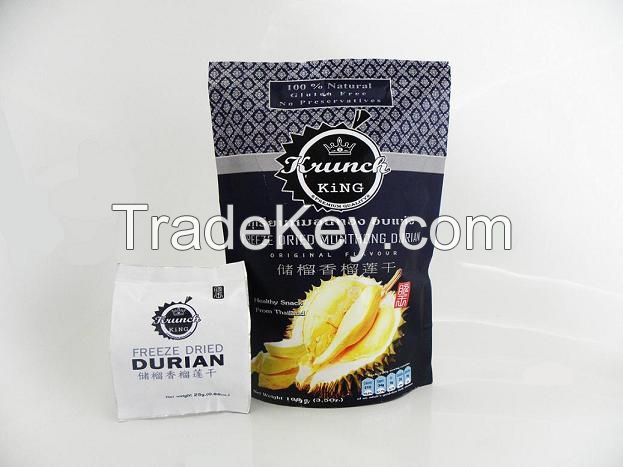 100% NATURAL Vacuum Freeze Dried Durian Monthong Grade AAA 100g. (25g.x 4packs)