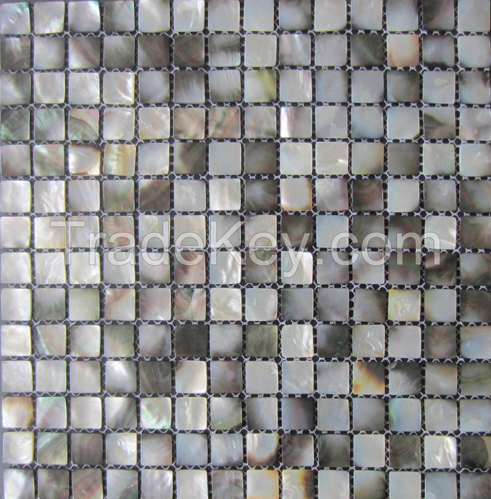 Natural black lip shell mosaic tiles;mother of pearl shell tiles